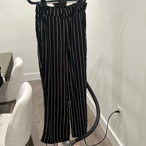 Stripped Paper-bag waist wide leg pants